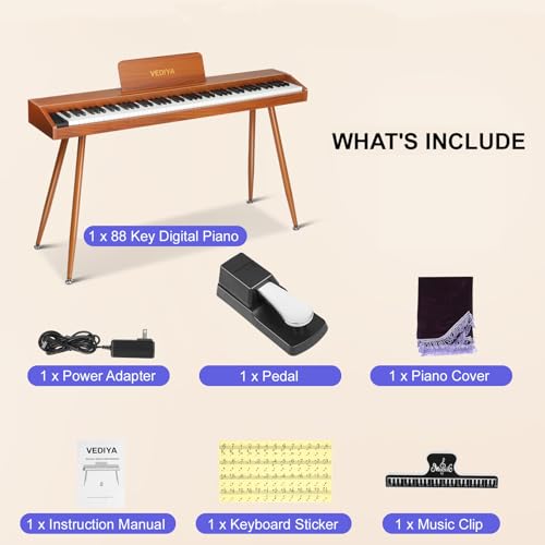 Included sustain pedal and music stand