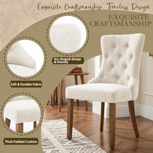 Side profile of Gaussen cream dining chair