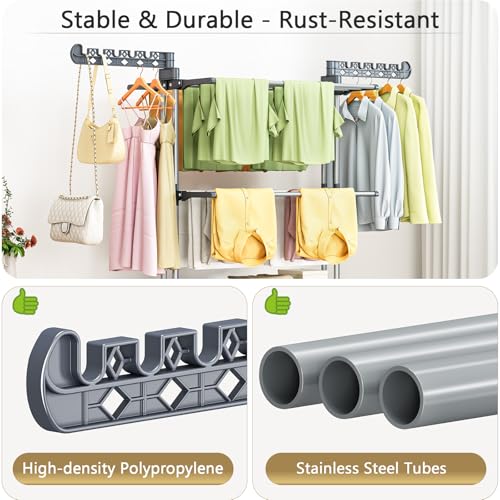 PurKeep drying rack set up on a balcony
