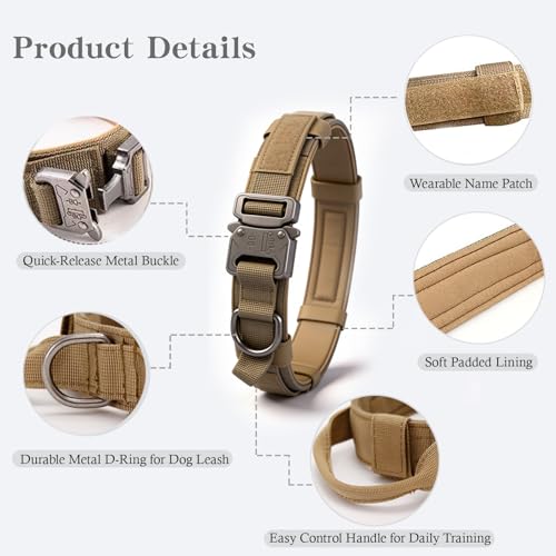 Brown military nylon collar with handle