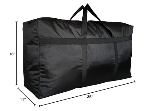 Bottom perspective of 130L black storage bag