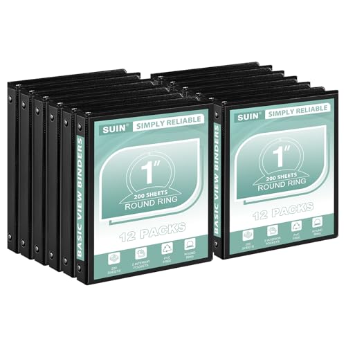 SUIN 1-inch 3-ring binder 12-pack front view