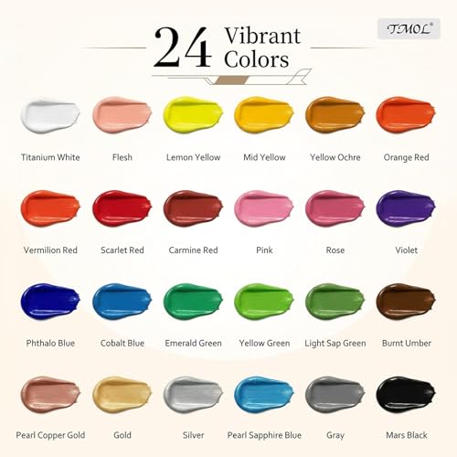 Twenty-four 2 oz acrylic paint bottles by TMOL