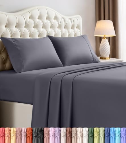 Utopia Bedding grey queen sheet set folded