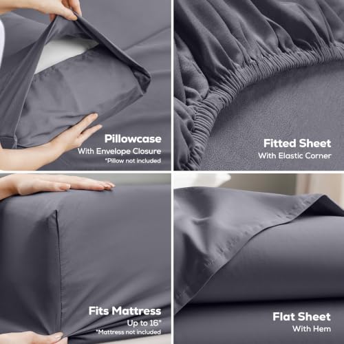 Two grey pillowcases included in set
