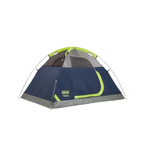 Side view of Coleman Sundome 2-Person tent with windows open