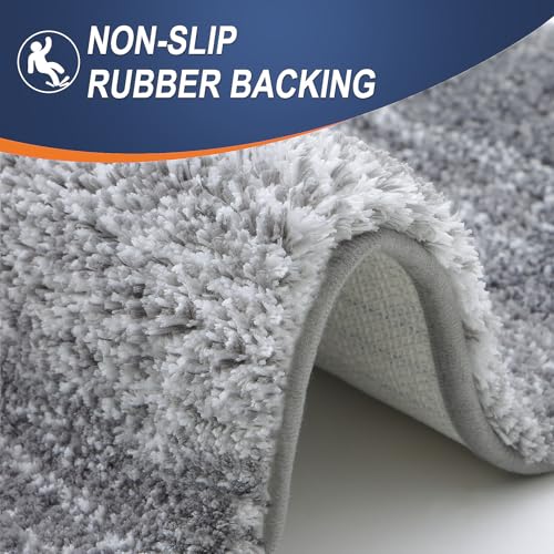 OLANLY Small Bathroom Rugs 24x16 Grey pile thickness