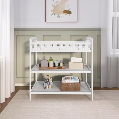 Emily changing table with storage shelves