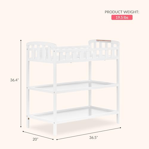 Side profile of white Dream On Me changing table
