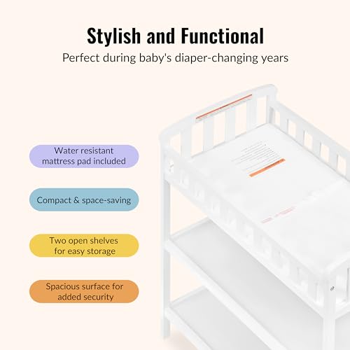 Storage shelves on Emily nursery changing table