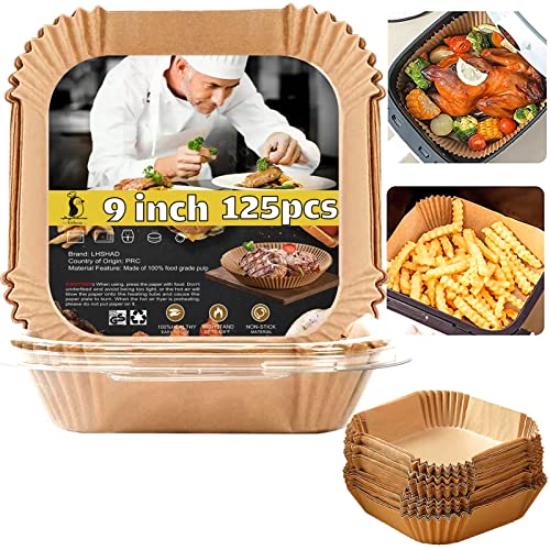 LHSHAD 9 inch square air fryer liner pack