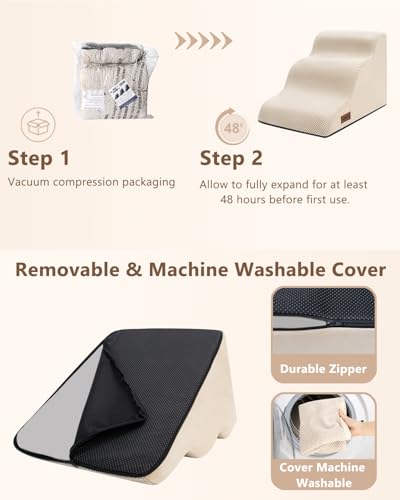 Pet climbing Aodisman 3-step beige stairs