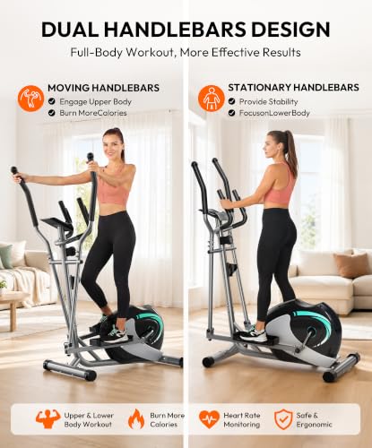 THERUN Elliptical with built-in transport wheels