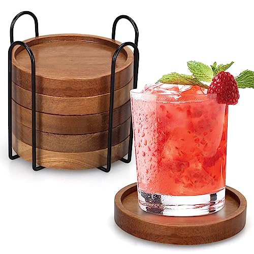 Renawe wooden coaster set of 6 in holder