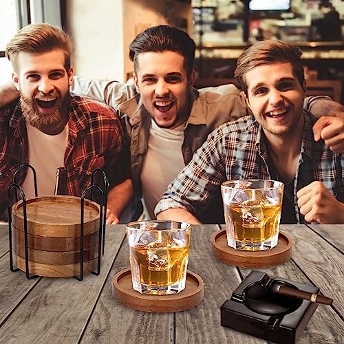 Renawe coasters holding a glass mug