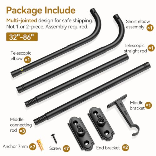 Black finish detail on metal rod