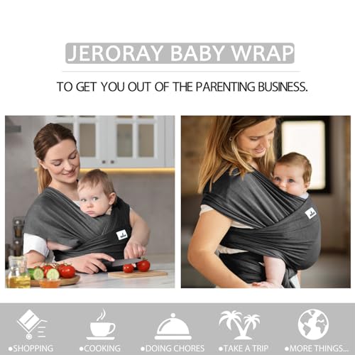Toddler in Heather Grey Jeroray baby wrap carrier