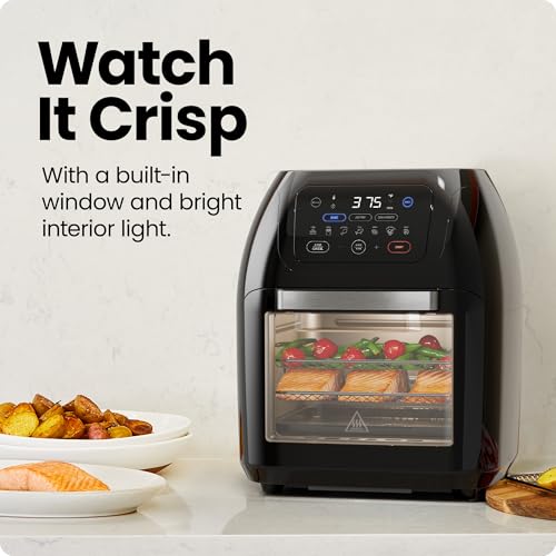 Chefman black digital air fryer side profile