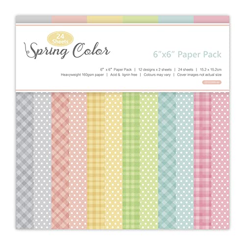 Stack of 24 sheets of floral and striped scrapbook paper
