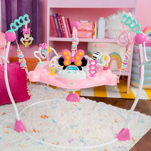 Side profile of Bright Starts Minnie Mouse activity jumper