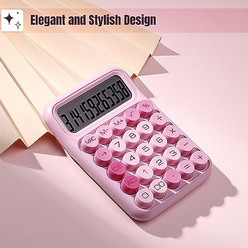 Side profile of the compact pink calculator