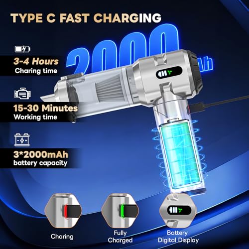 Handheld vacuum showing dust disposal button