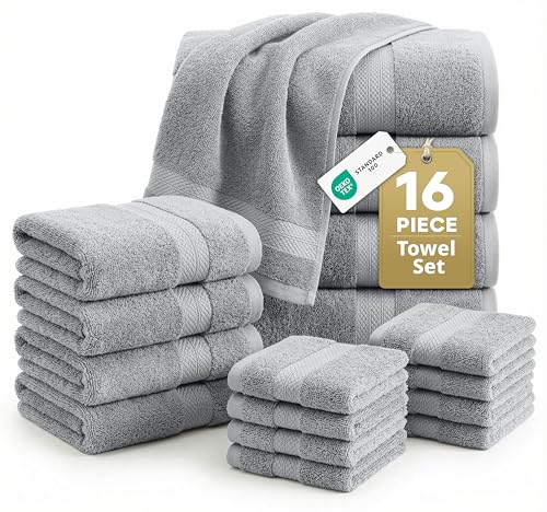 LANE LINEN 16 Piece Cotton Bath Towel Set full view