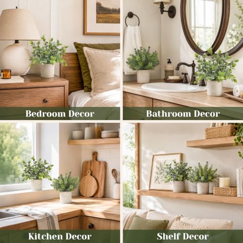 Three Der Rose artificial plants on a shelf