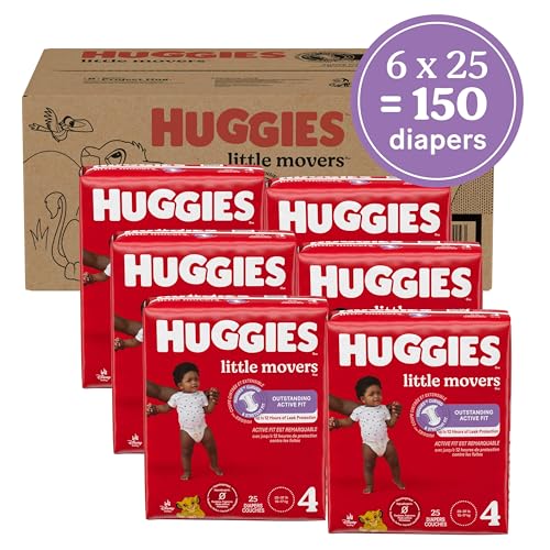 Six packs of Huggies Little Movers size 4
