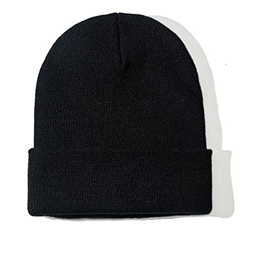 NPJY Unisex Black Knit Winter Beanie front view