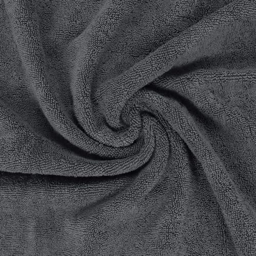 Close up of ring spun cotton texture on grey towel