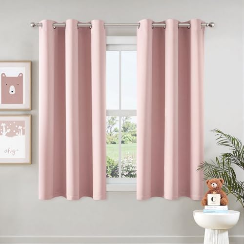 MIULEE pink blackout curtains front view