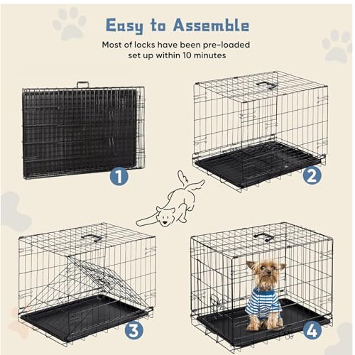 DUMOS Dog Crate 30 Inch carrying handle
