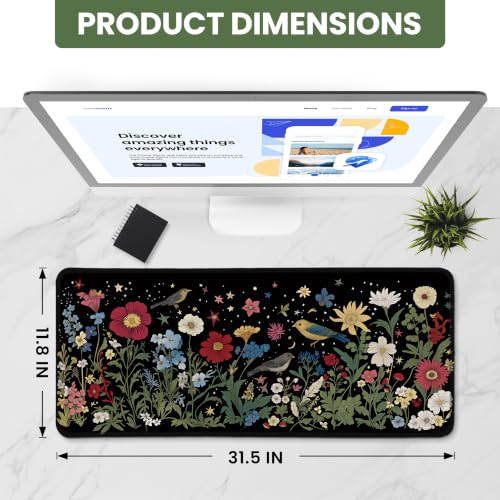 Close up of Enchanted Garden floral desk mat pattern