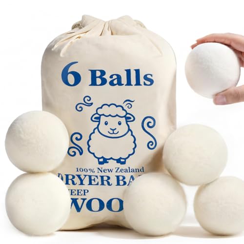 YONSEN white wool dryer balls pack of 6