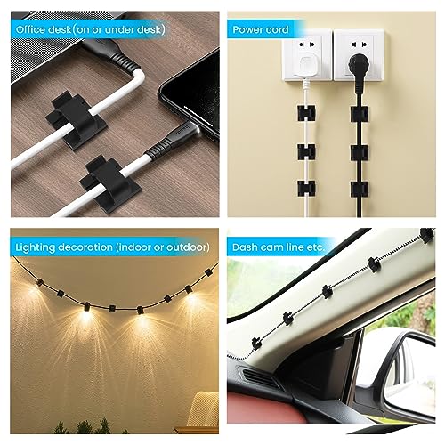 TEZOP cable management clips on a desk surface