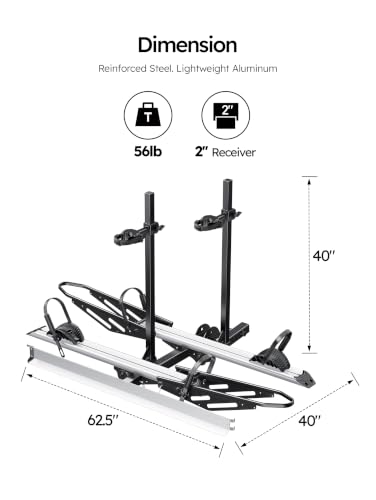 Black and silver finish of the 2-bike hitch rack
