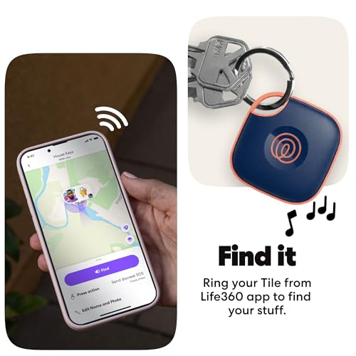 Life360 Tile attached to a bag