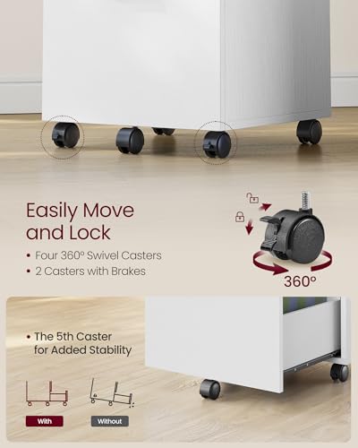 VASAGLE file cabinet with lockable wheels