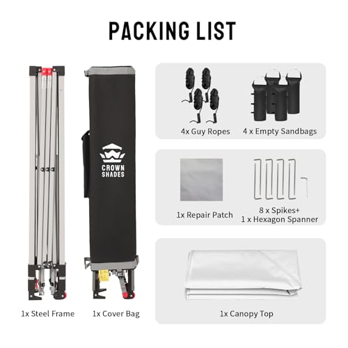 CROWN SHADES canopy stored in carry bag
