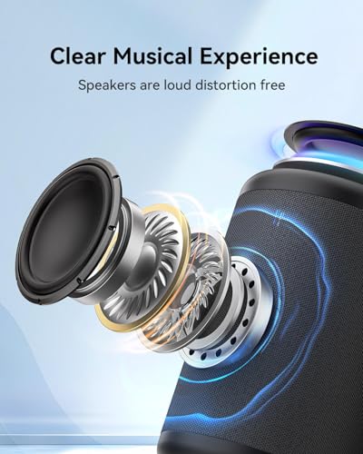 LENRUE FA02 portable speaker showing breathing lights and backlit logo