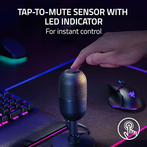 Top view of Razer Seiren V3 Mini mute sensor