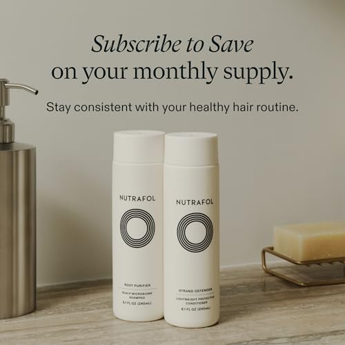 White bottle of Nutrafol hair conditioner
