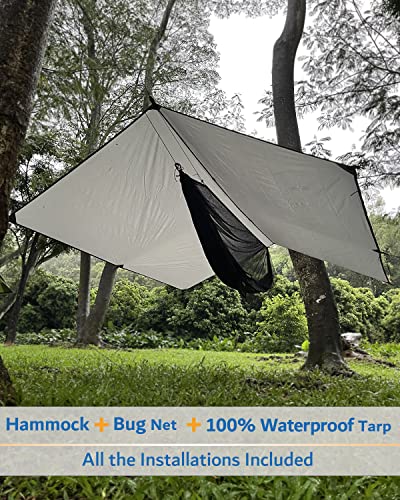 Sunyear hammock with net and tarp setup