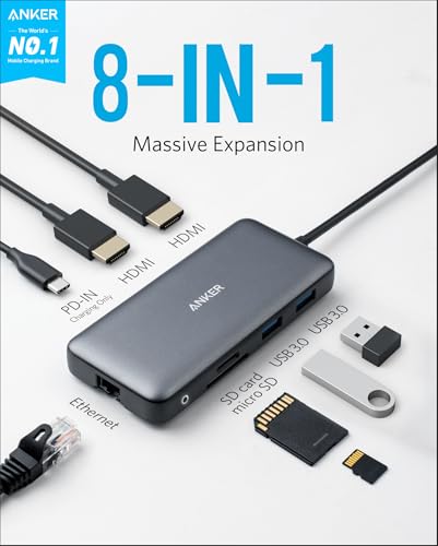 Anker hub showing dual HDMI ports