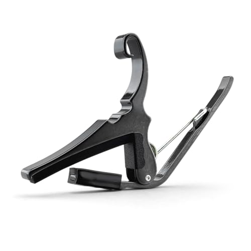 Side profile of Kyser KG6BCA capo on guitar neck