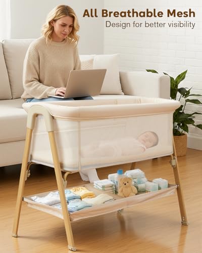 Close up of JevrJeur bassinet auto-lock wheels