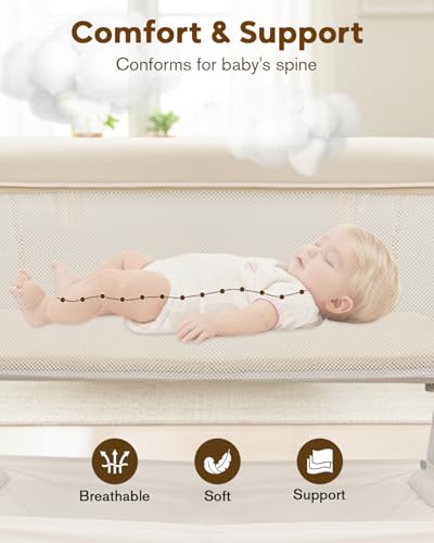 JevrJeur beige bassinet crib frame
