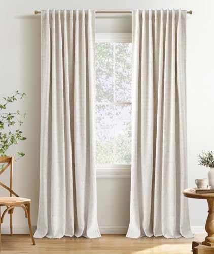 INOVADAY 100% Blackout Linen Curtains Cream view
