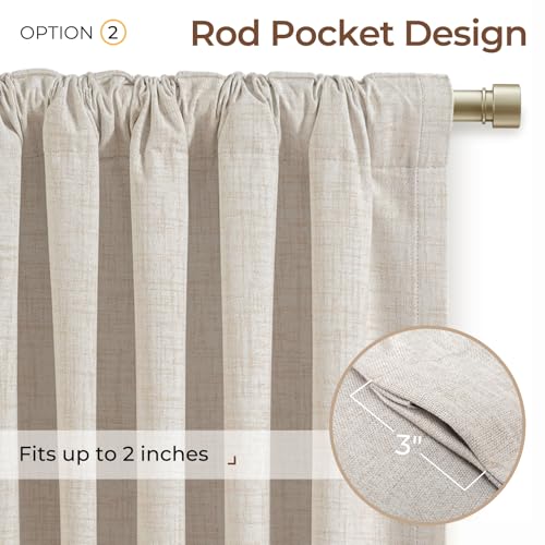 Rod pocket detail on cream blackout curtains